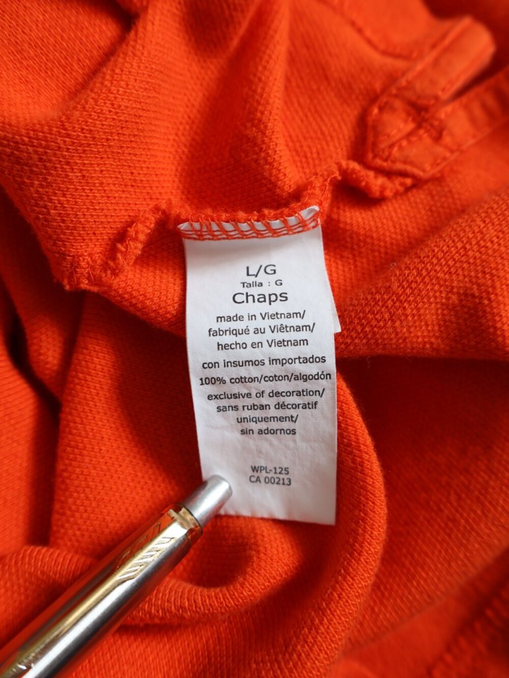 💜 2 for $25 💜 Chaps Orange Pique Cotton Polo Shirt Embroidered Crest (Men’s L) - Picture 9 of 9